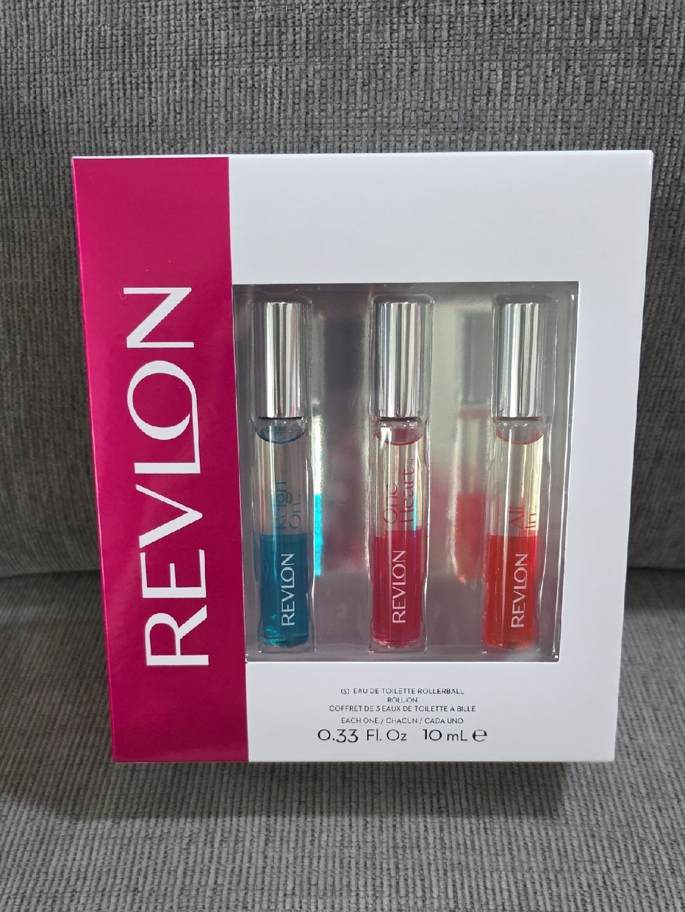 Revlon EDT Rollerball Roll-On, 3 Scents - Reign On, One Heart, and All In, New.